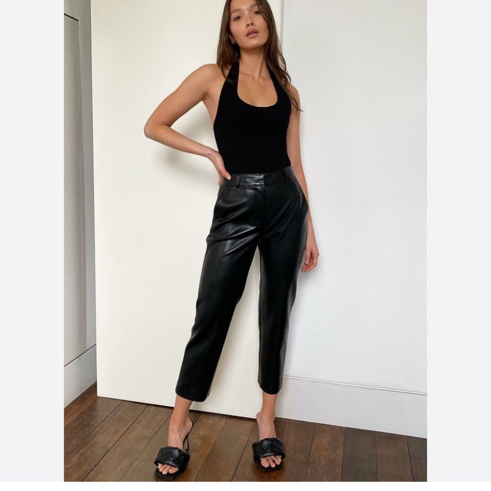Aritzia Black Command Vegan Leather Cropped Pants